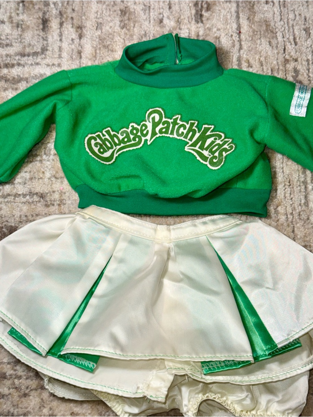 Cabbage Patch Kids vintage green/white cheerleading 3 PCS outfit